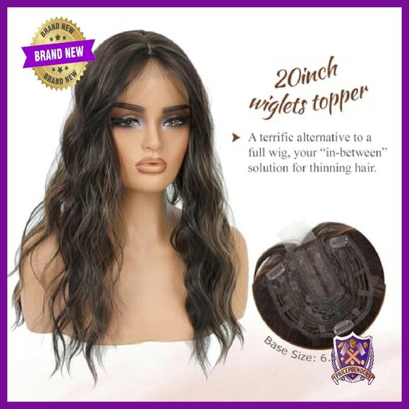 20in Synthetic Hair Topper with Bangs Clip-in Wavy Curly Hairpiece main image 4
